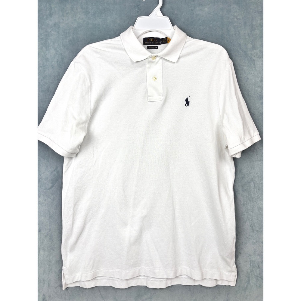 Polo Ralph Lauren Mens White Classic Fit Short Sleeve Pique Polo Shirt Medium
